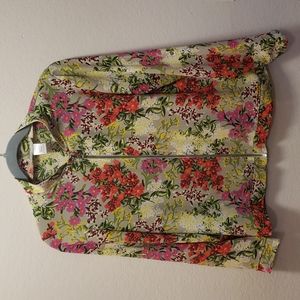 Floral Shirt w/ Zipper